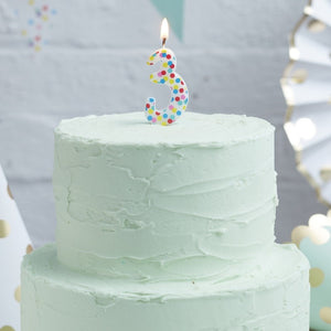 Polka Dot Birthday Candle - Number 3