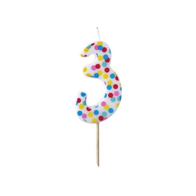 Polka Dot Birthday Candle - Number 3