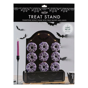 Halloween Tombstone Donut Stand with Treat Bucket and Lights