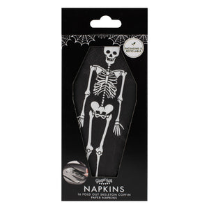 Pop Out Skeleton Coffin Paper Halloween Napkins - 16 Pack