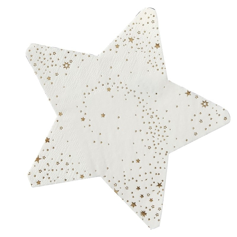 Star Shaped Gold Foiled Paper Napkins - Pop The Bubbly - Ginger Ray