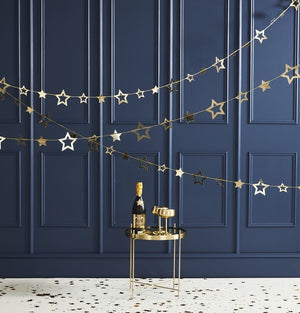 Gold Foiled Star Hanging Garland Decoration - Pop The Bubbly - Ginger Ray