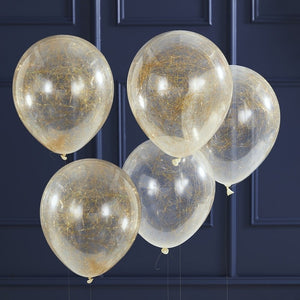 Gold Angel Hair Confetti Balloons - Pop The Bubbly - Ginger Ray