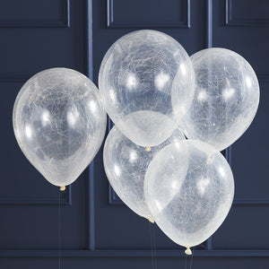 Silver Angel Hair Confetti Balloons - Pop The Bubbly - Ginger Ray
