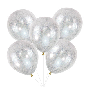 Silver Angel Hair Confetti Balloons - Pop The Bubbly - Ginger Ray
