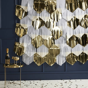 Gold and White Tassel Backdrop Decoration - Pop The Bubbly - Ginger Ray
