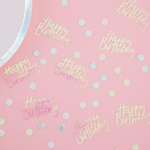 Happy Birthday Iridescent Table Confetti - Pastel Party Range by Ginger Ray