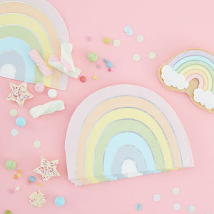 Pastel & Iridescent Rainbow Paper Napkins - Pastel Party Range by Ginger Ray