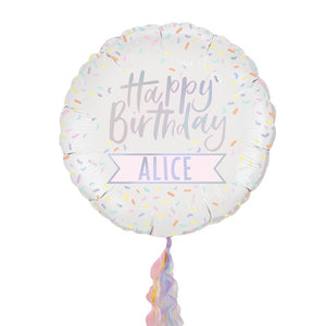 Personalised Iridescent Happy Birthday Foil Balloon - Pastel Party Range by Ginger Ray