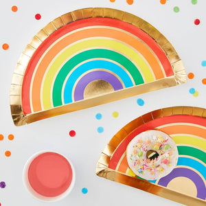 Rainbow & Gold Foiled Paper Party Plates - Over the Rainbow Range by Ginger Ray
