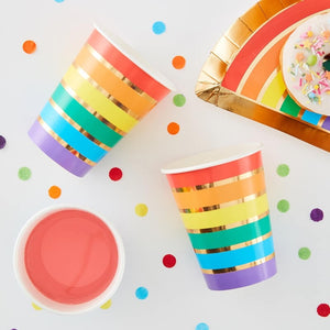 Rainbow & Gold Foiled Paper Party Cups - Over the Rainbow Range by Ginger Ray