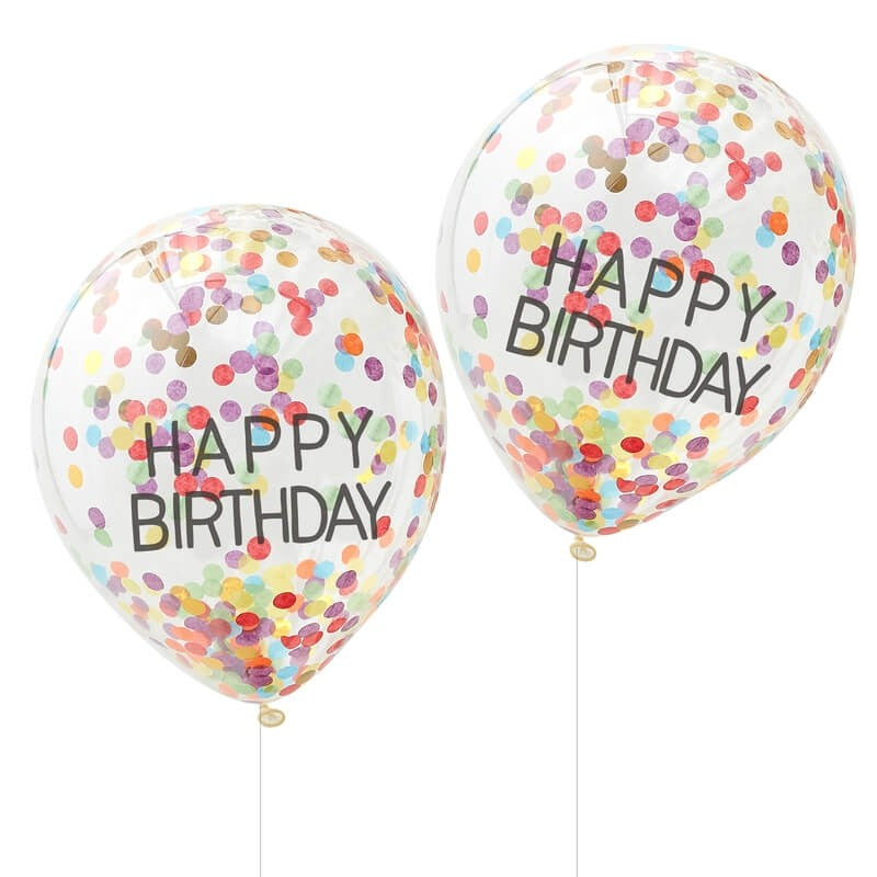 Happy Birthday Confetti Rainbow Balloons - Over the Rainbow Range by Ginger Ray