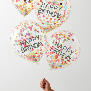 Happy Birthday Confetti Rainbow Balloons - Over the Rainbow Range by Ginger Ray