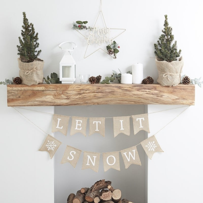 Hessian Burlap Let It Snow Bunting - Rustic Christmas