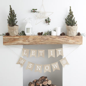 Hessian Burlap Let It Snow Bunting - Rustic Christmas