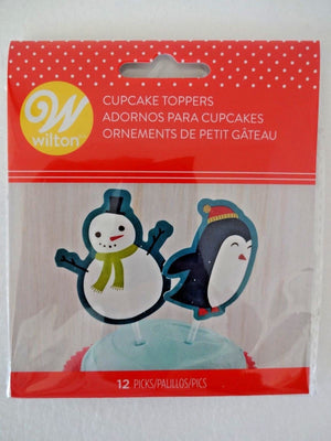 Snowman & Friends Cupcake Pick Toppers - Wilton - 12 Pack