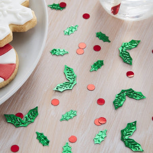 Holly Shaped Christmas Table Confetti - Silly Santa - Ginger Ray