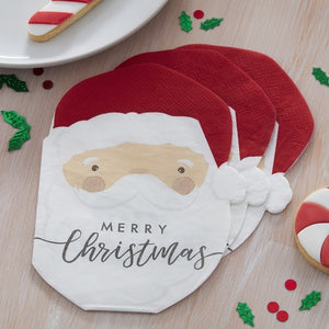 Santa Shaped Christmas Paper Napkins - Silly Santa - Ginger Ray