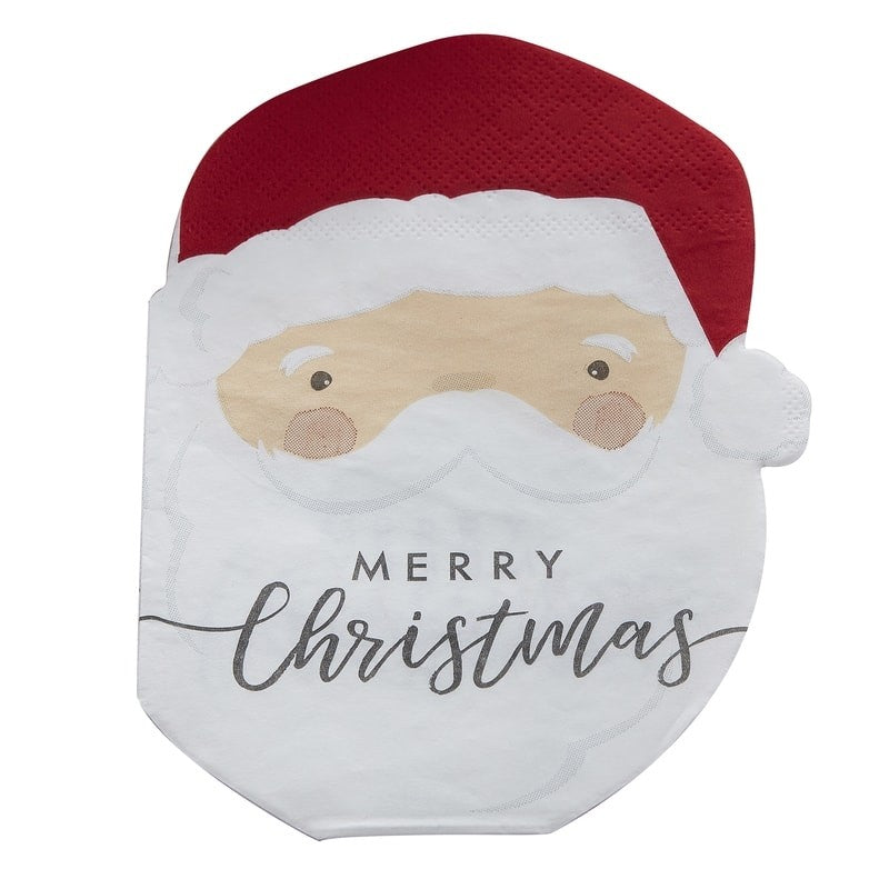 Santa Shaped Christmas Paper Napkins - Silly Santa - Ginger Ray