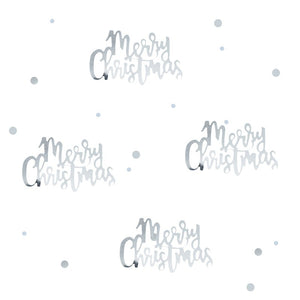 Silver Script Merry Christmas Confetti - Silver Chiristmas