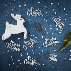 Silver Script Merry Christmas Confetti - Silver Chiristmas