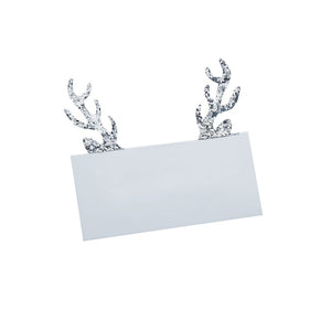 Silver Glitter Antler Place Cards - Silver Christmas