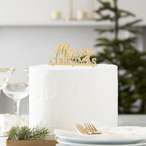Merry Christmas Gold Acrylic Cake Topper - Ginger Ray