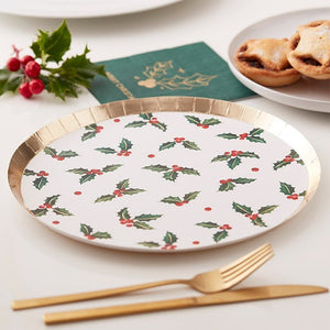 Christmas Holly Leaf Paper Party Plates