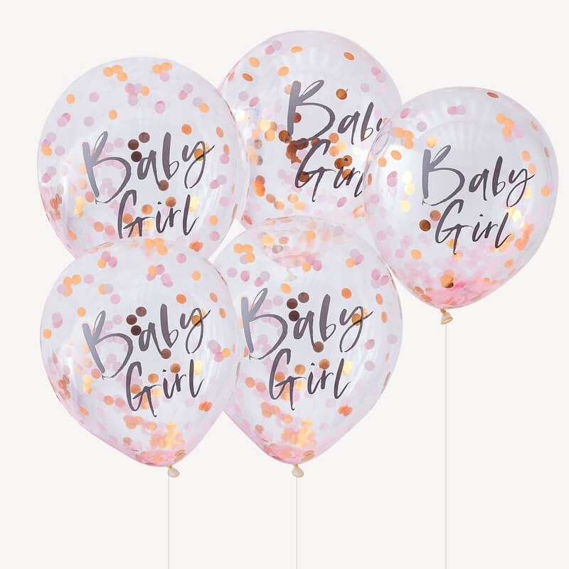 Pink Baby Girl Confetti Balloons - Twinkle Twinkle Range by Ginger Ray