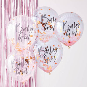 Pink Baby Girl Confetti Balloons - Twinkle Twinkle Range by Ginger Ray