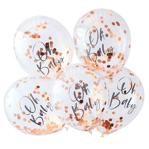 Rose Gold Oh Baby Confetti Balloons - Twinkle Twinkle Range by Ginger Ray