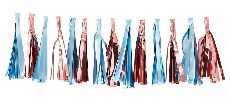 Matte Blue And Rose Gold Tassel Garland - Twinkle Twinkle Range by Ginger Ray