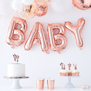 Rose Gold Baby Balloon Bunting Decoration - Twinkle Twinkle Range by Ginger Ray