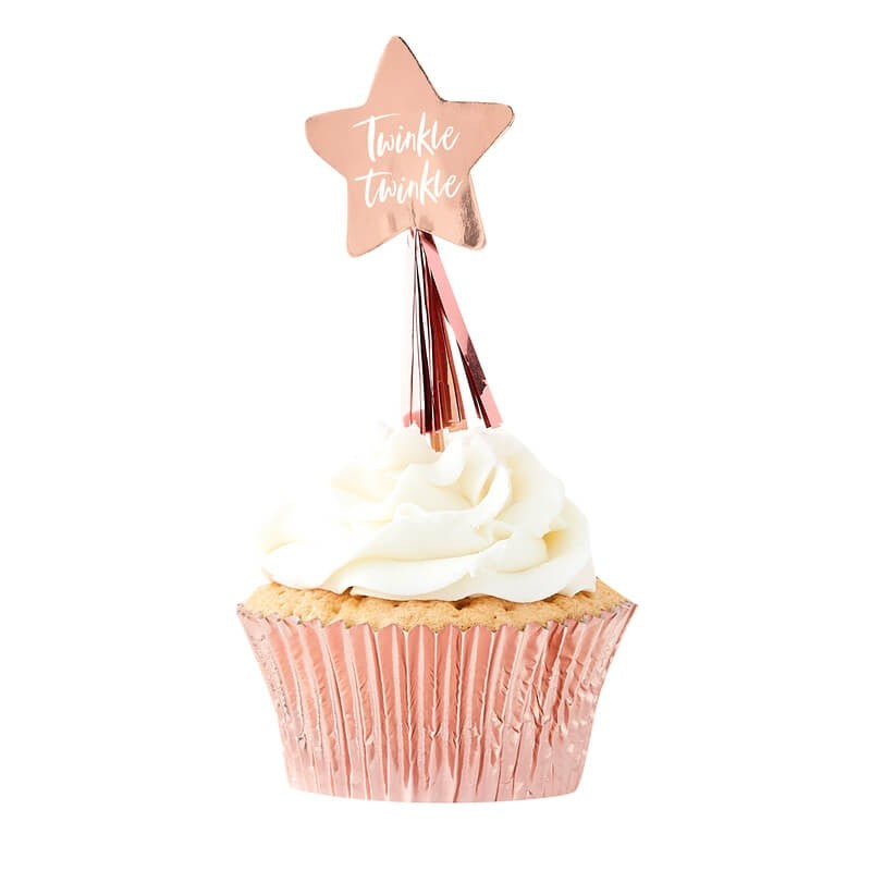 Rose Gold Star Cupcake Toppers With Tassels - Twinkle Twinkle Range by Ginger Ray