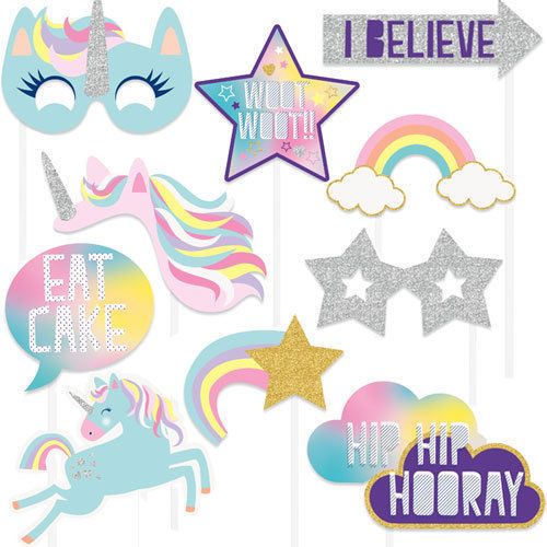 Unicorn Photo Booth Kit - 10pc